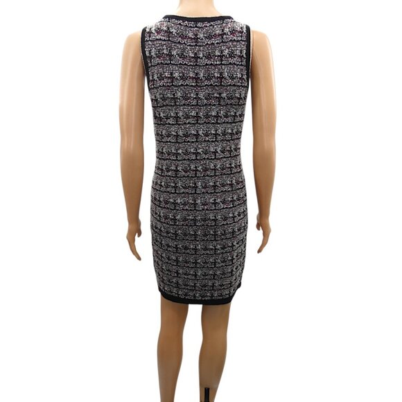 Eva Mendes Black Red Tweed Knit Mini Shift Dress Mod Academia Preppy XS Metallic - Picture 3 of 8